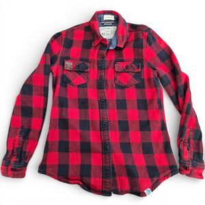Sota Clothing Co Buffalo Plaid Flannel Shirt XS Red Black Northwoods Slim Fit MN